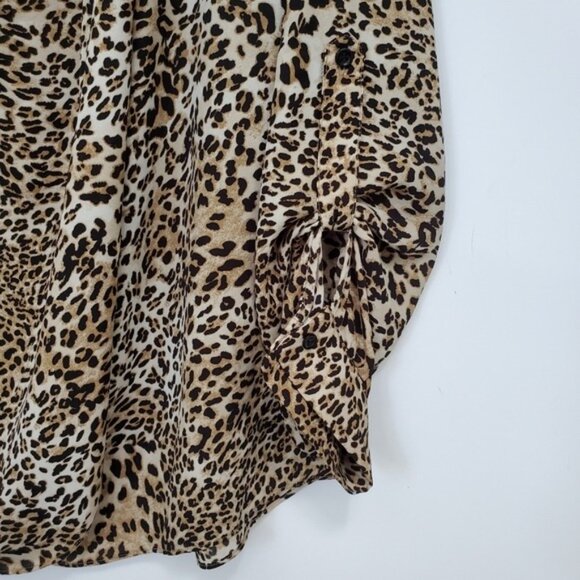 Leopard Blouse Business Casual Basic Neutral Size 12 - Picture 5 of 8